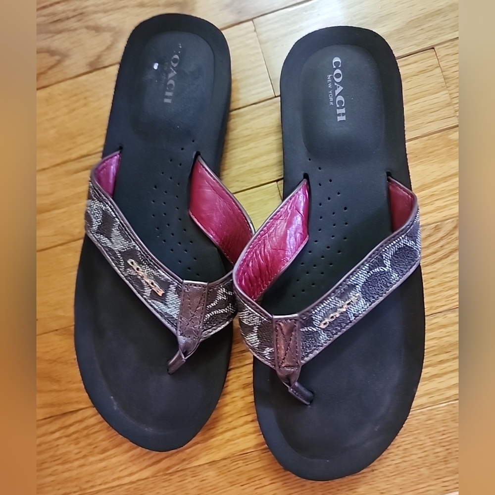 Coach Women's Black and Purple Sandals
